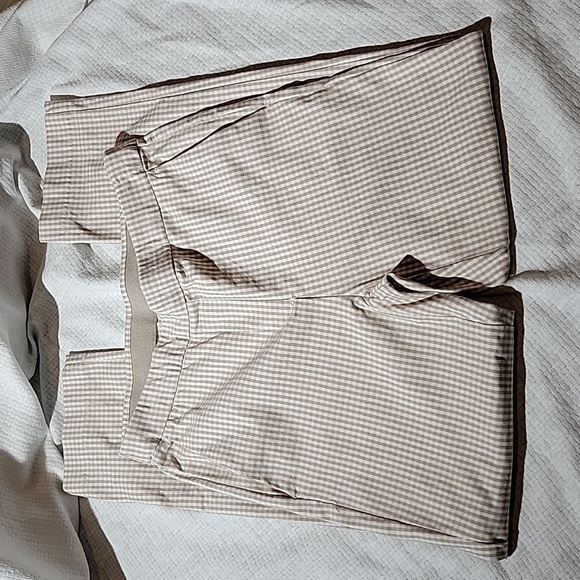 Nicole Miller New York Beige White Checkered Slim Fit Ankle Pants Size 2 Mint Co - Picture 1 of 7